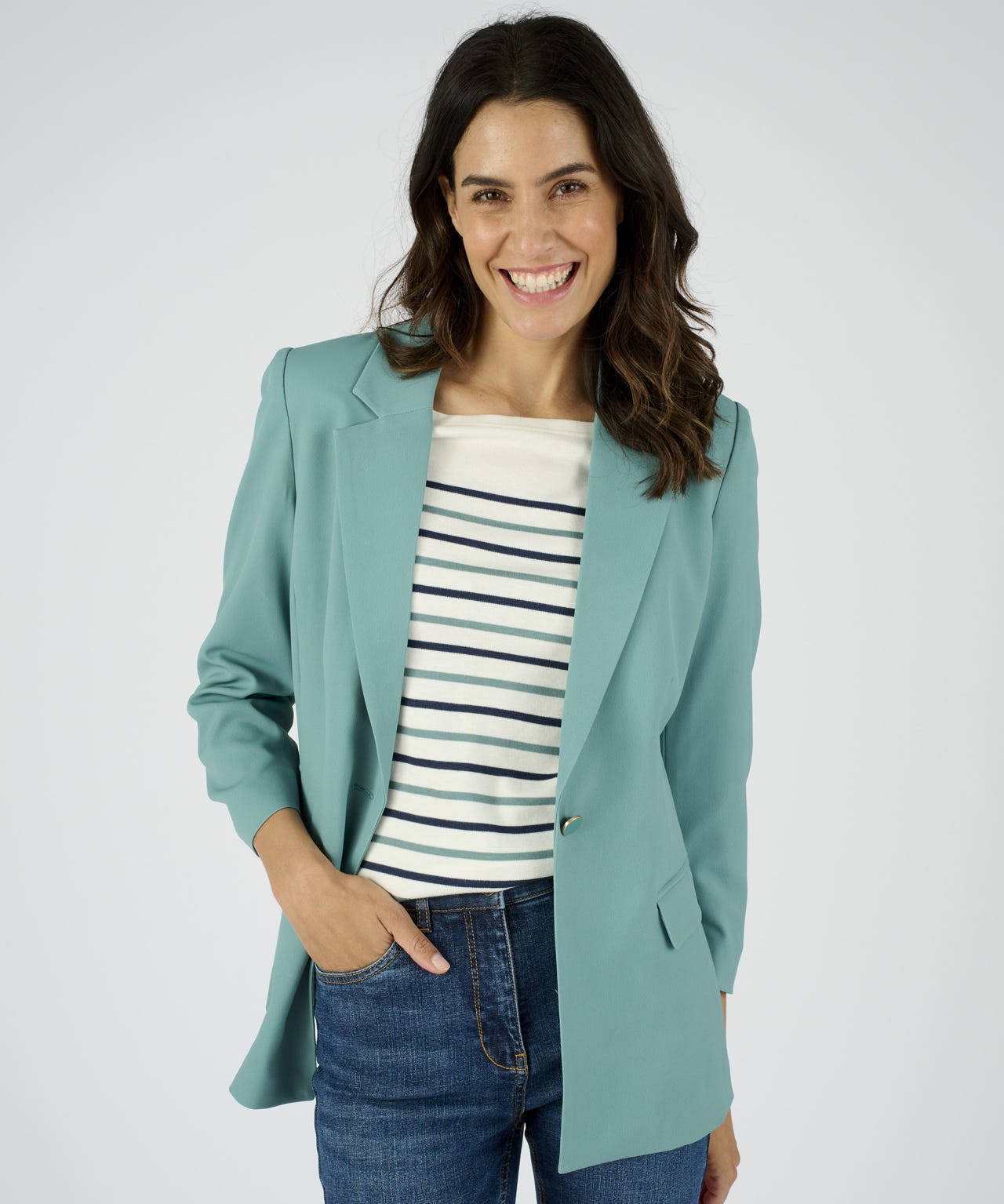 Ruched Sleeve Tailored Jacket