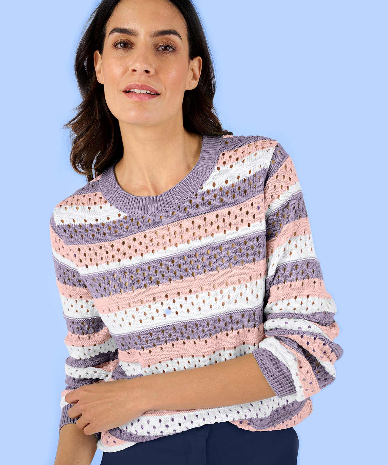 Pointelle Stripe Jumper