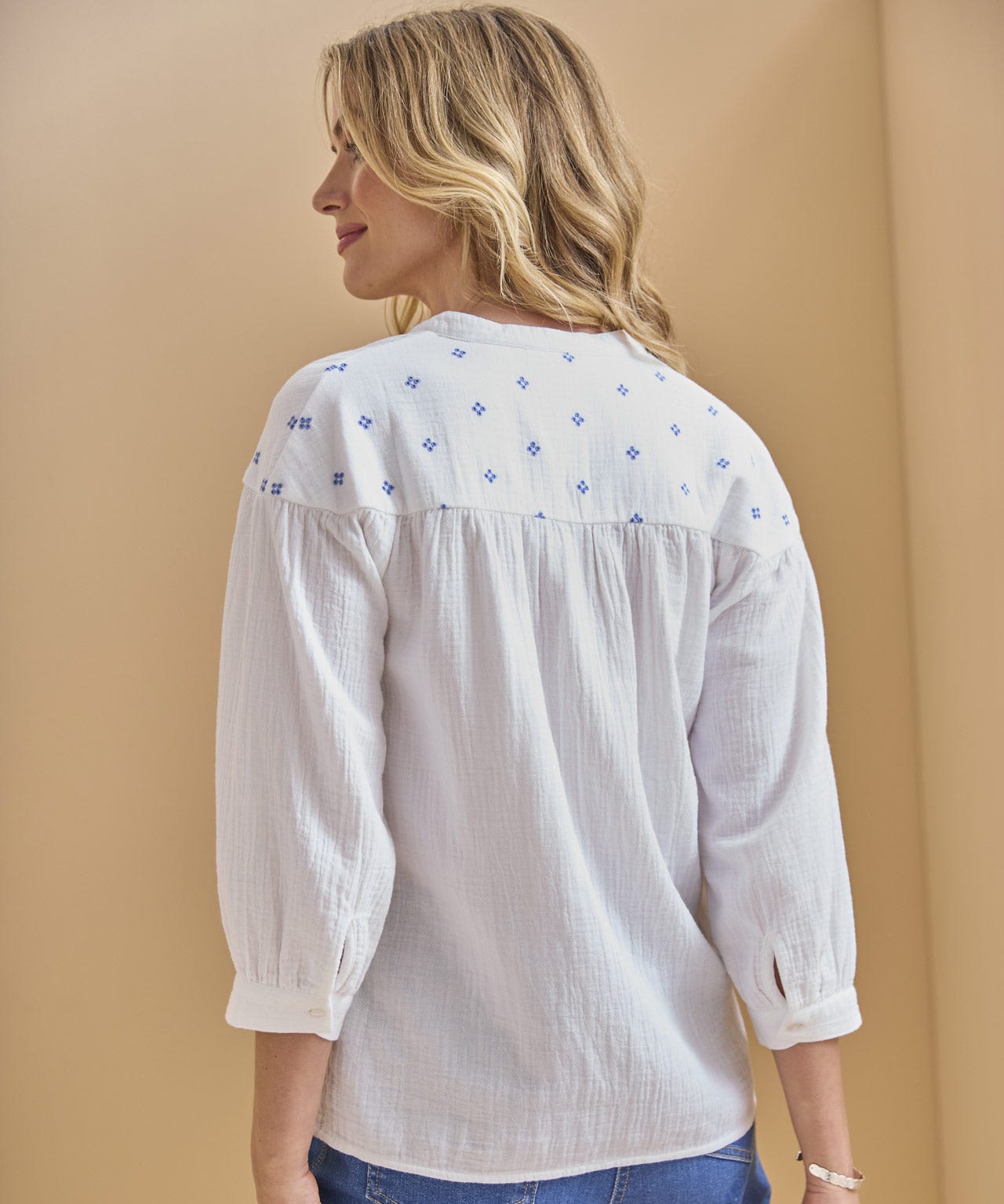 Cheesecloth Shoulder Detail Blouse