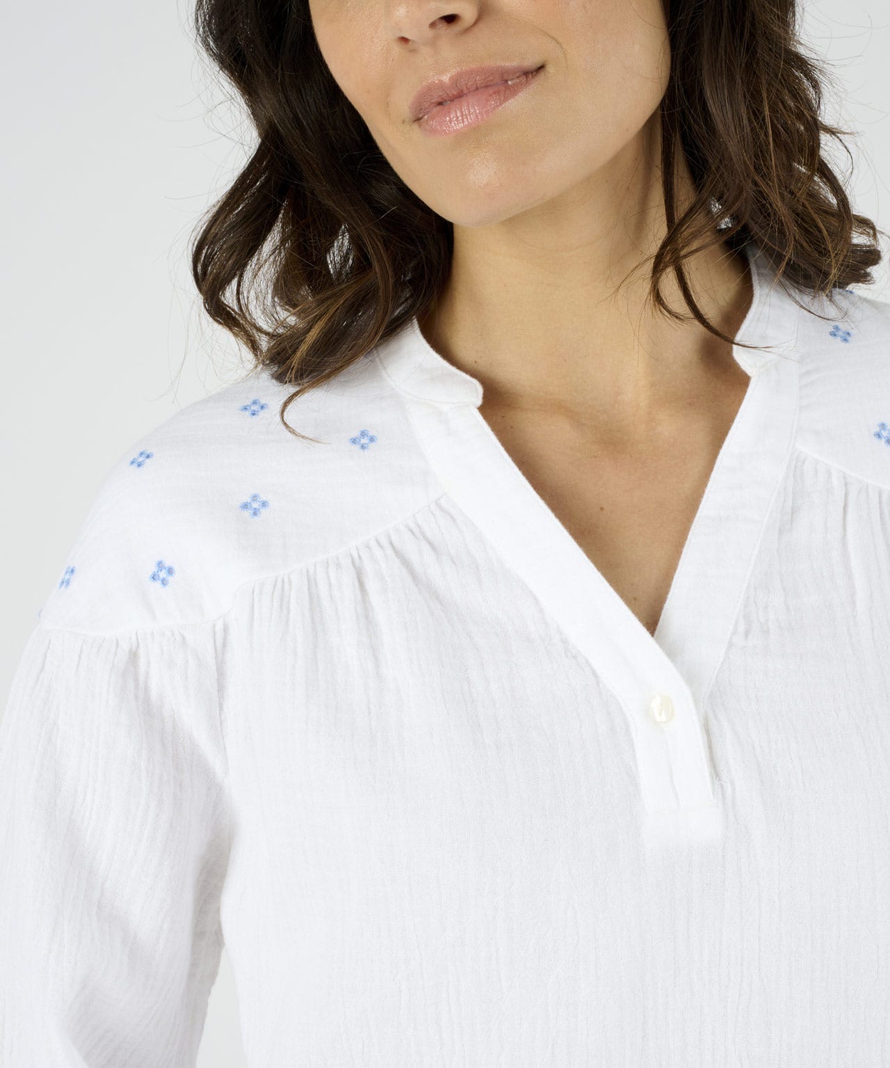 Cheesecloth Shoulder Detail Blouse