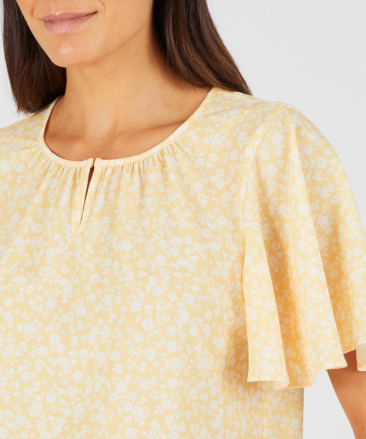 Printed Butterfly Sleeve Blouse