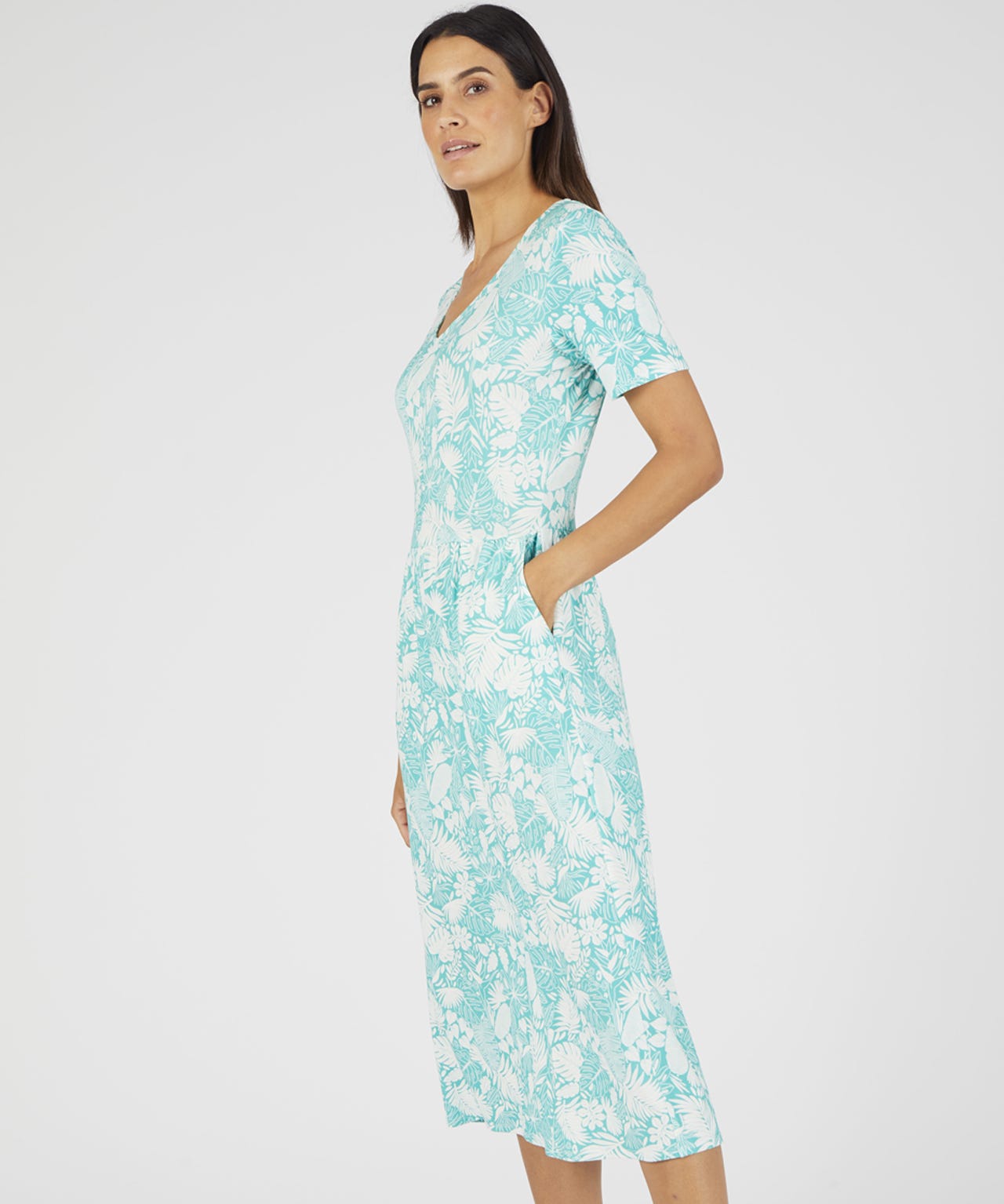 Printed Jersey Short Sleeve Dress