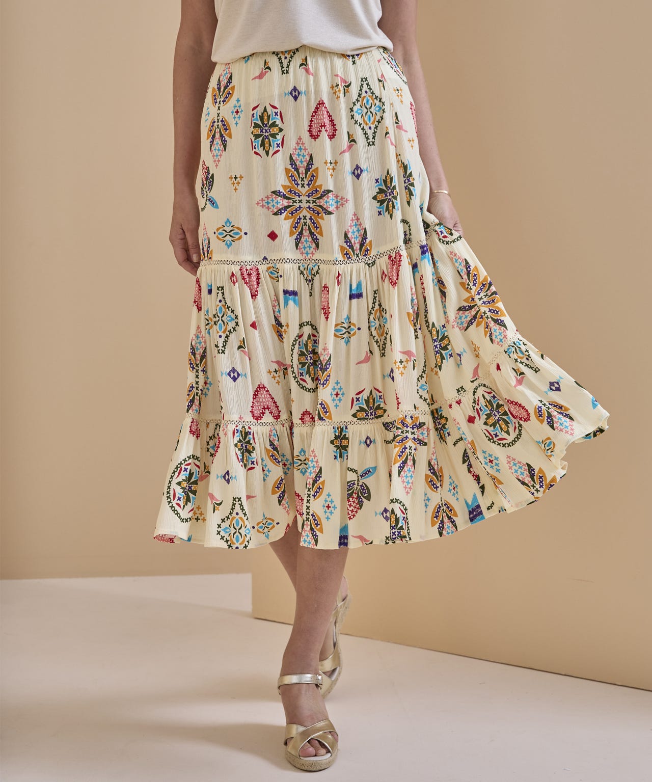 Printed Crinkle Skirt