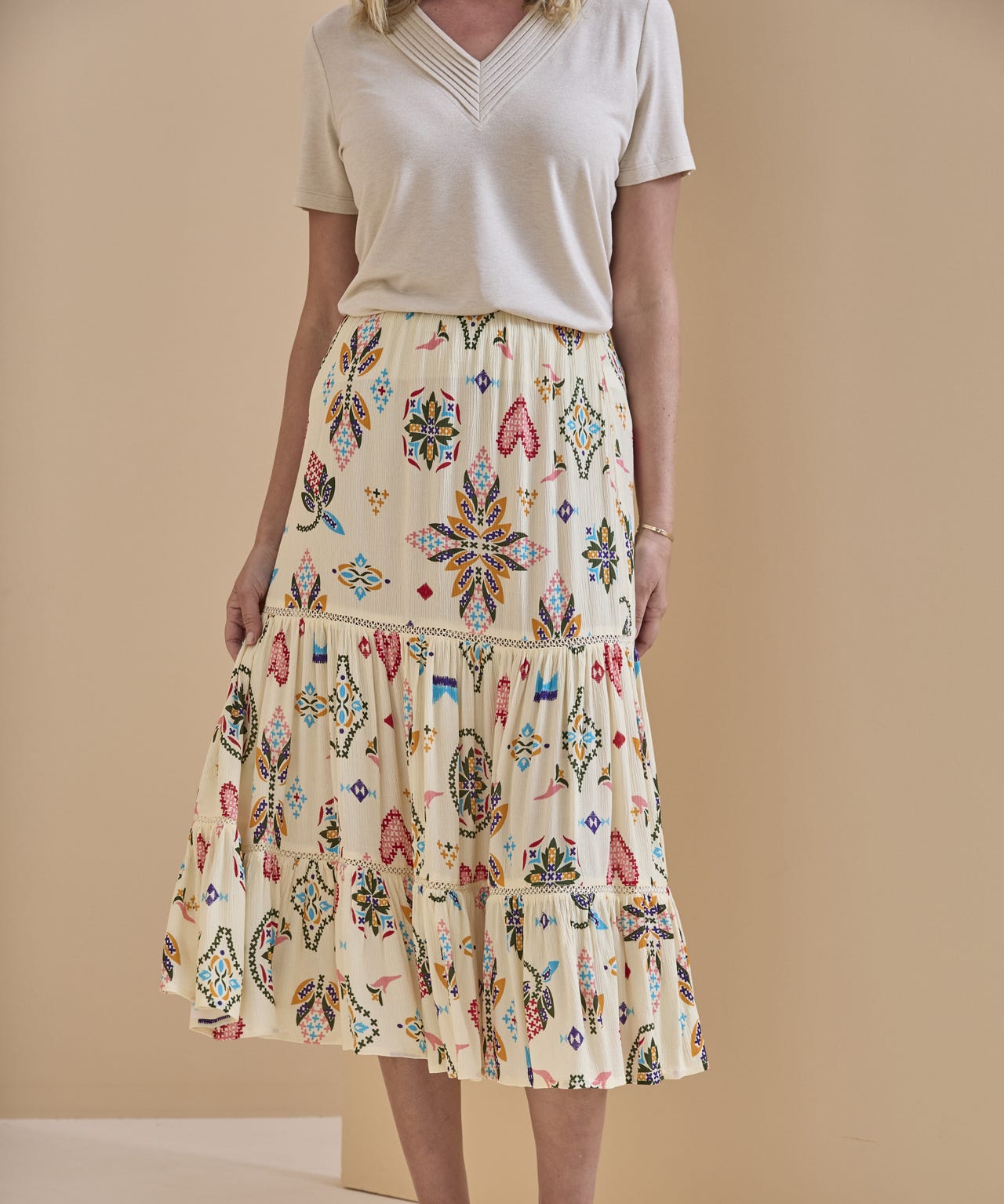 Printed Crinkle Skirt