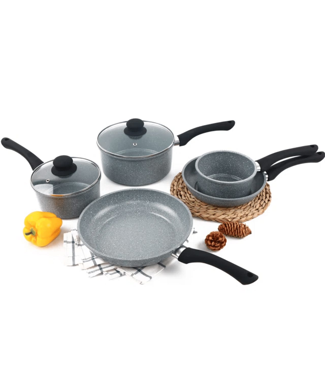 Set of 5 Grey Carbon Steel Cookware set