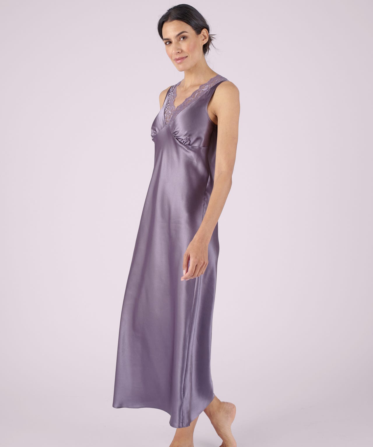Satin Lace Trim Nightdress