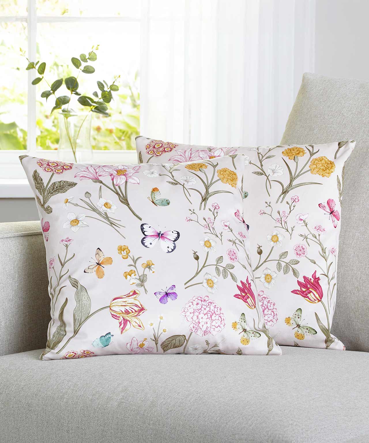 Pack of 2 Floral Butterfly Cushion Covers