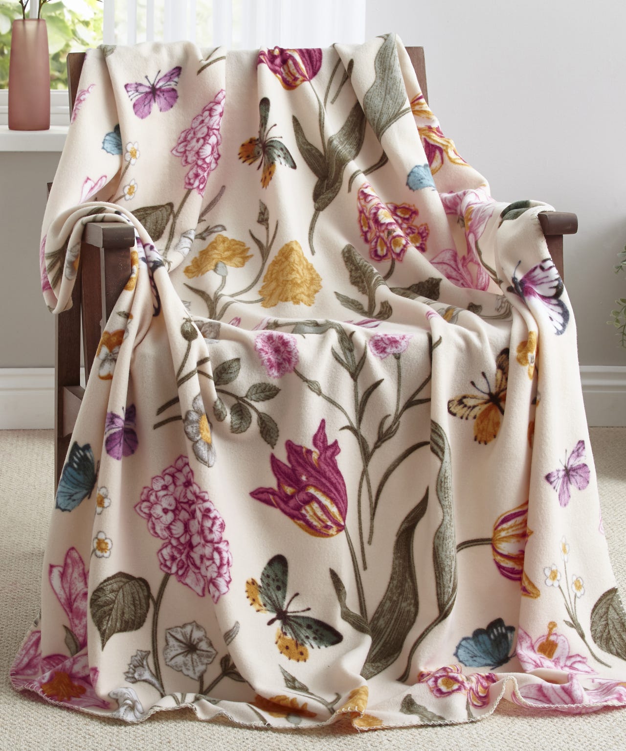 Pack of 2 Floral Print Throws