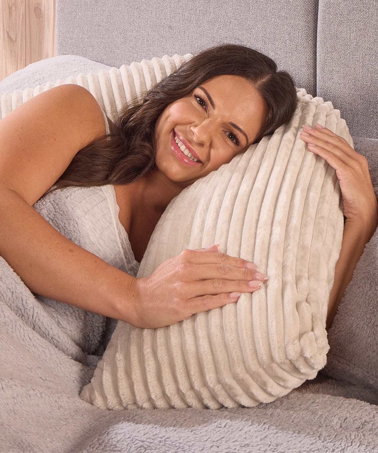 Velvet Cord V-Shaped Pillow