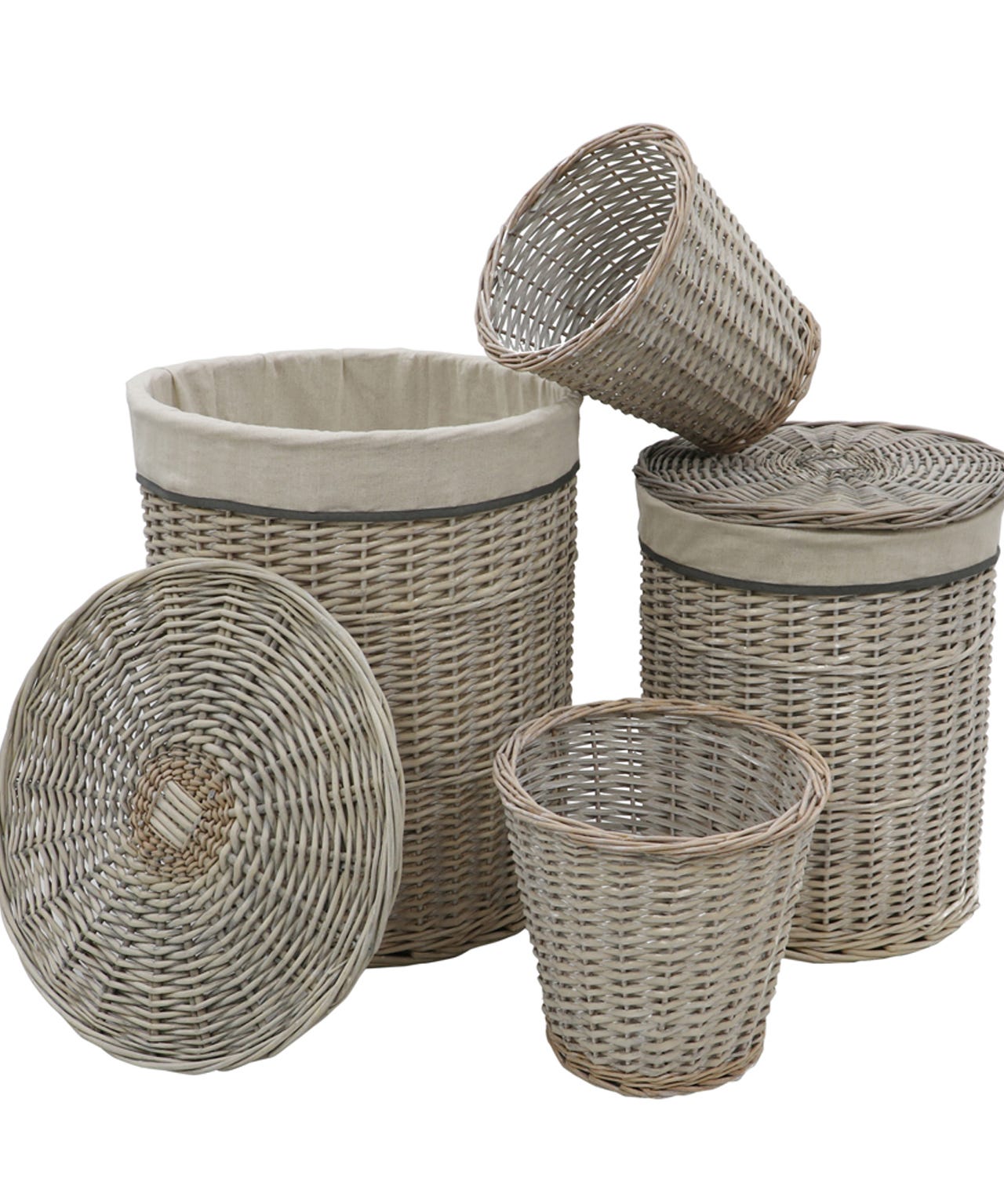 4 Round Willow Laundry Baskets & Bins