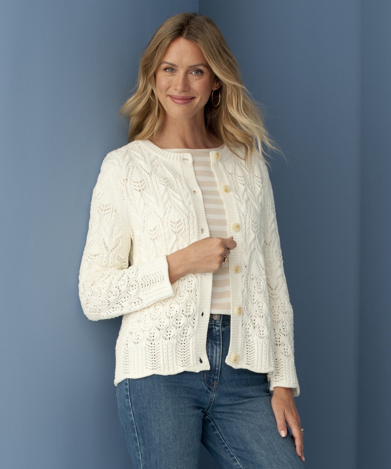 Pointelle Look Cardigan