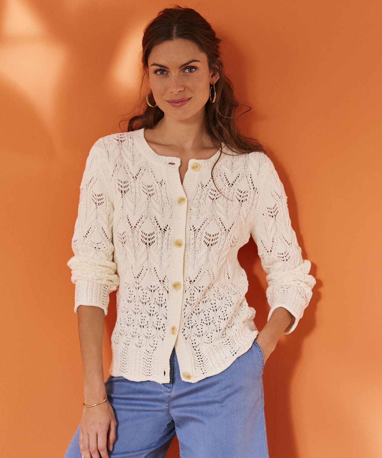 Pointelle Look Cardigan