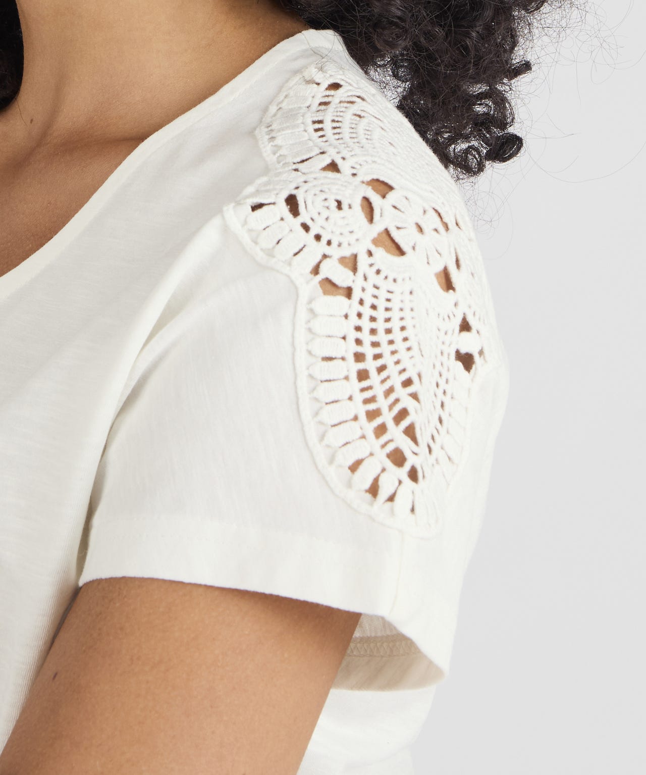 Crochet Sleeve Detail T-shirt