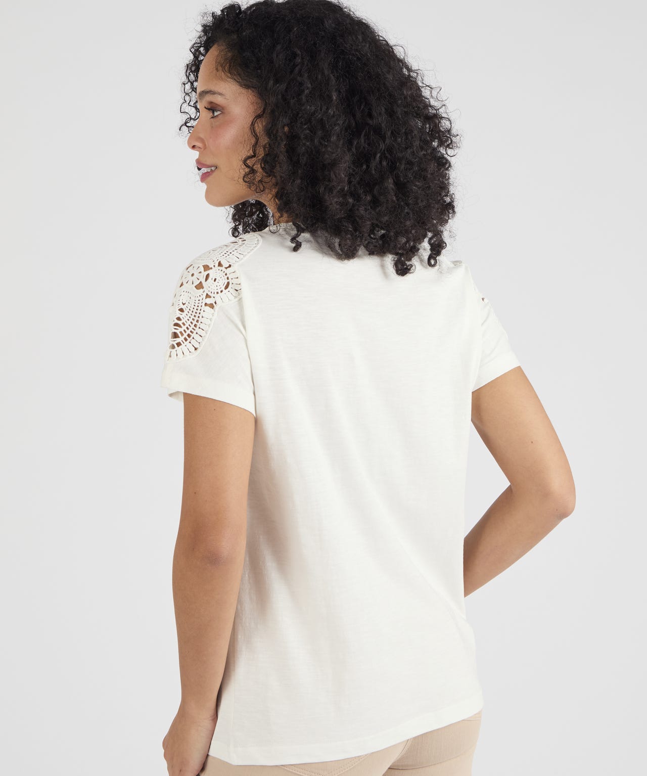 Crochet Sleeve Detail T-shirt