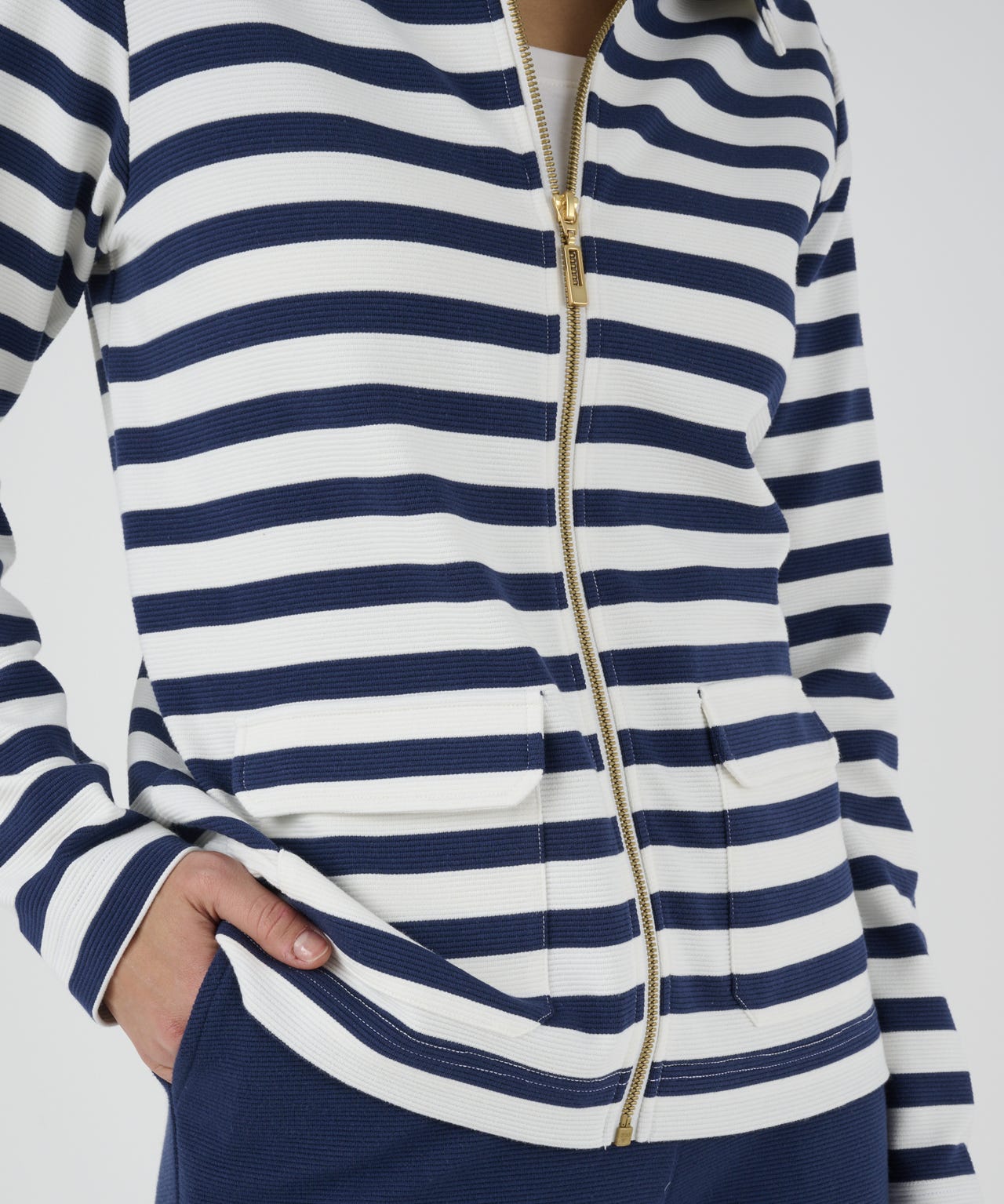 Stripe Zip Front Cardigan