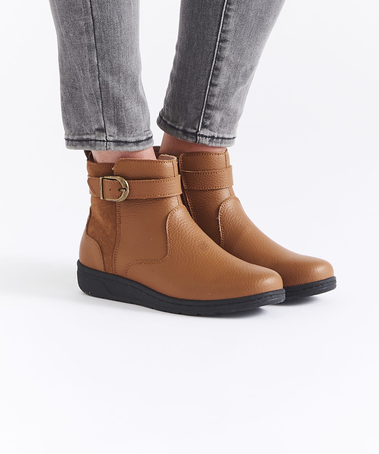 Amortyl Buckle Trim Ankle Boots