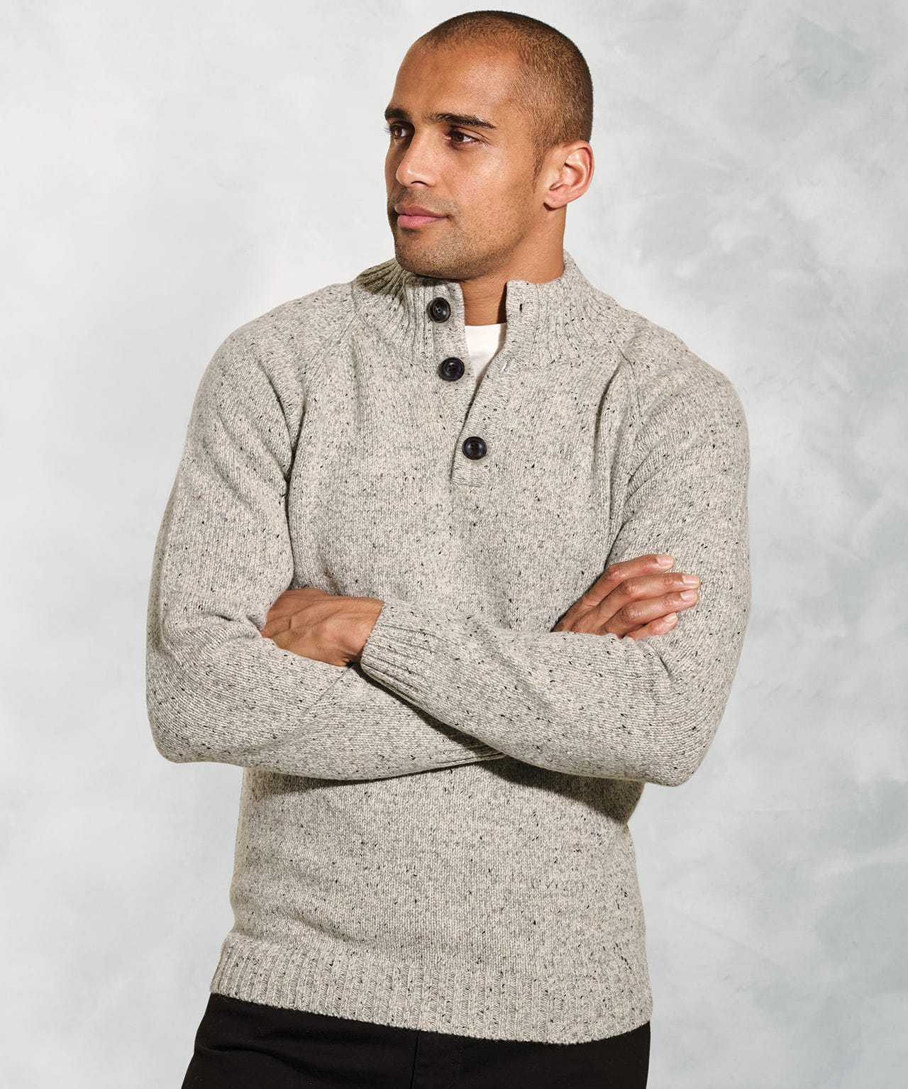 Brook Taverner Nep 3gg Raglan Sleeve Button Neck