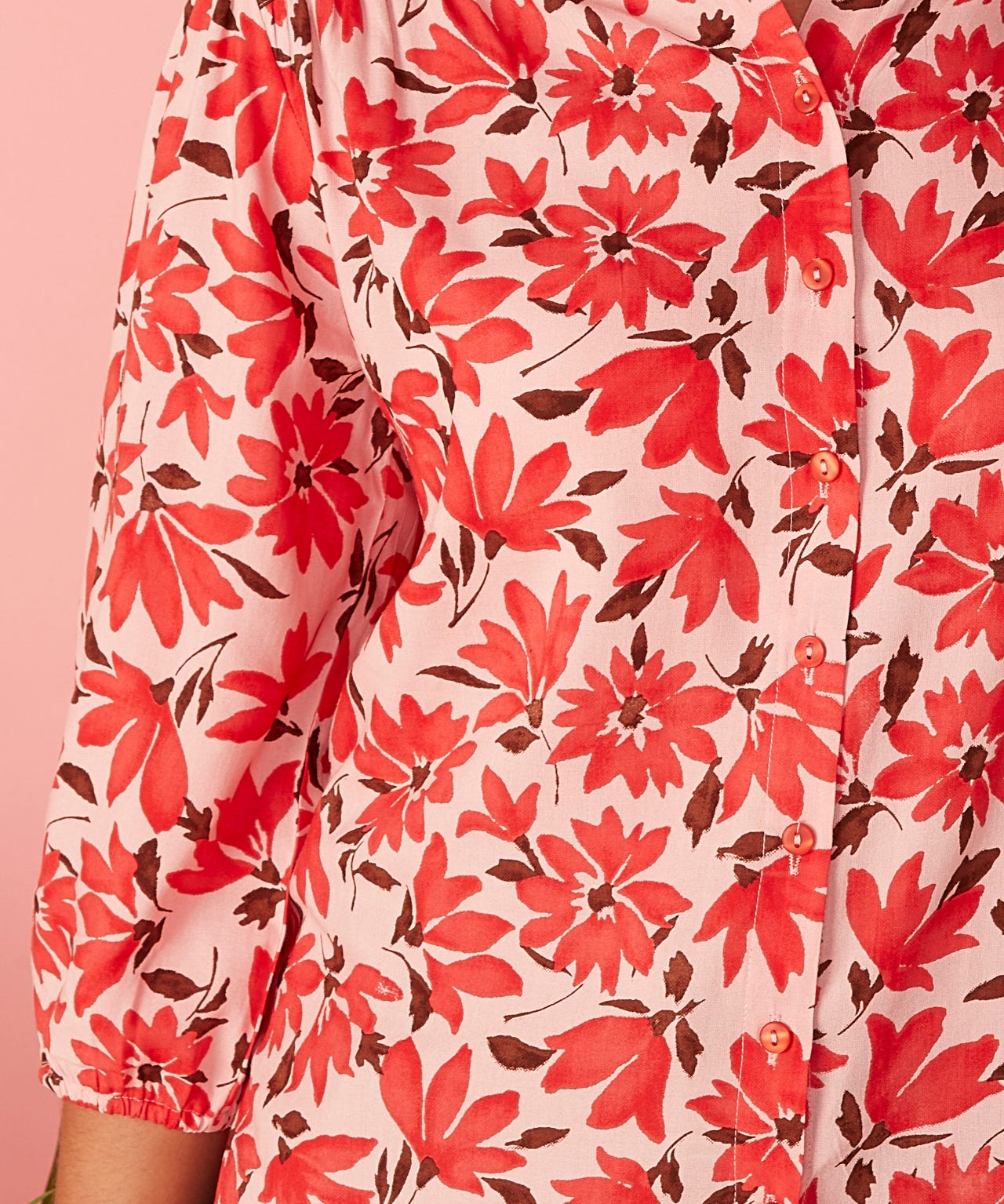 First Avenue - Print Button Through Collarless Blouse