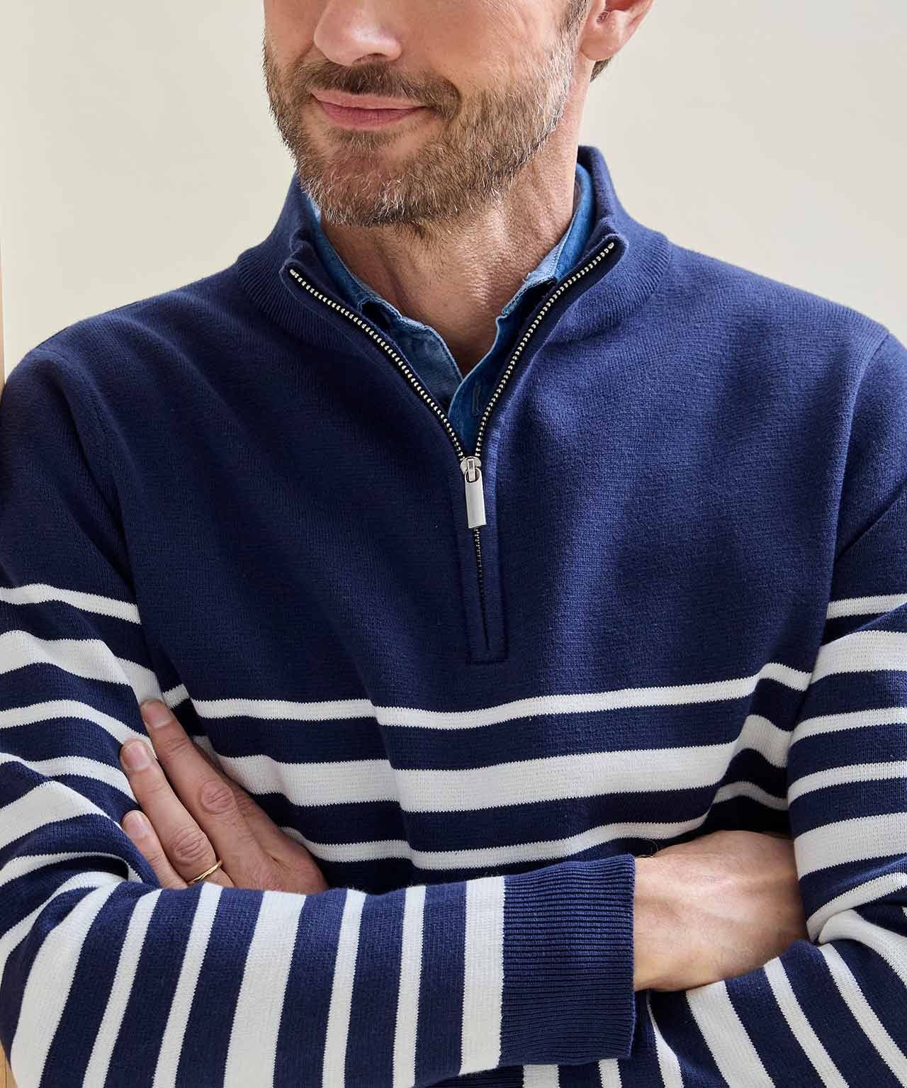 1/4 zip Stripe Jumper