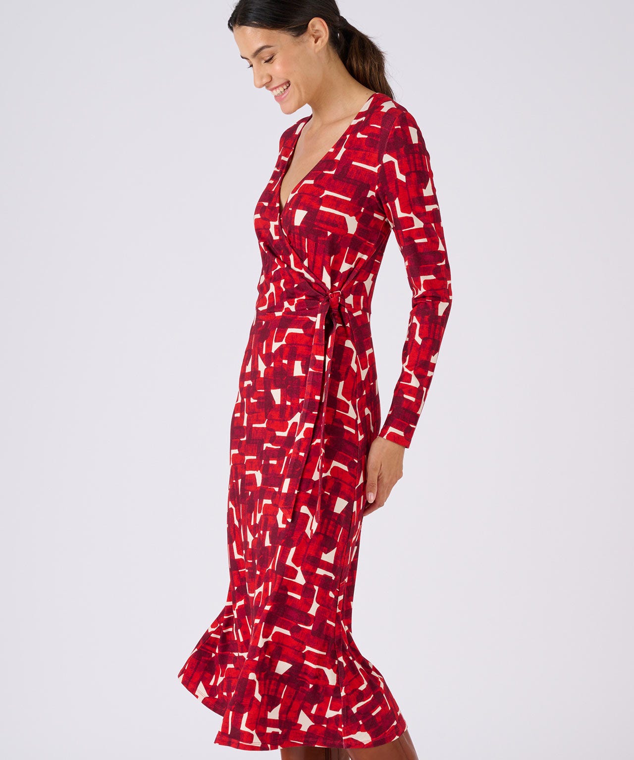 Graphic Print Jersey Wrap Dress