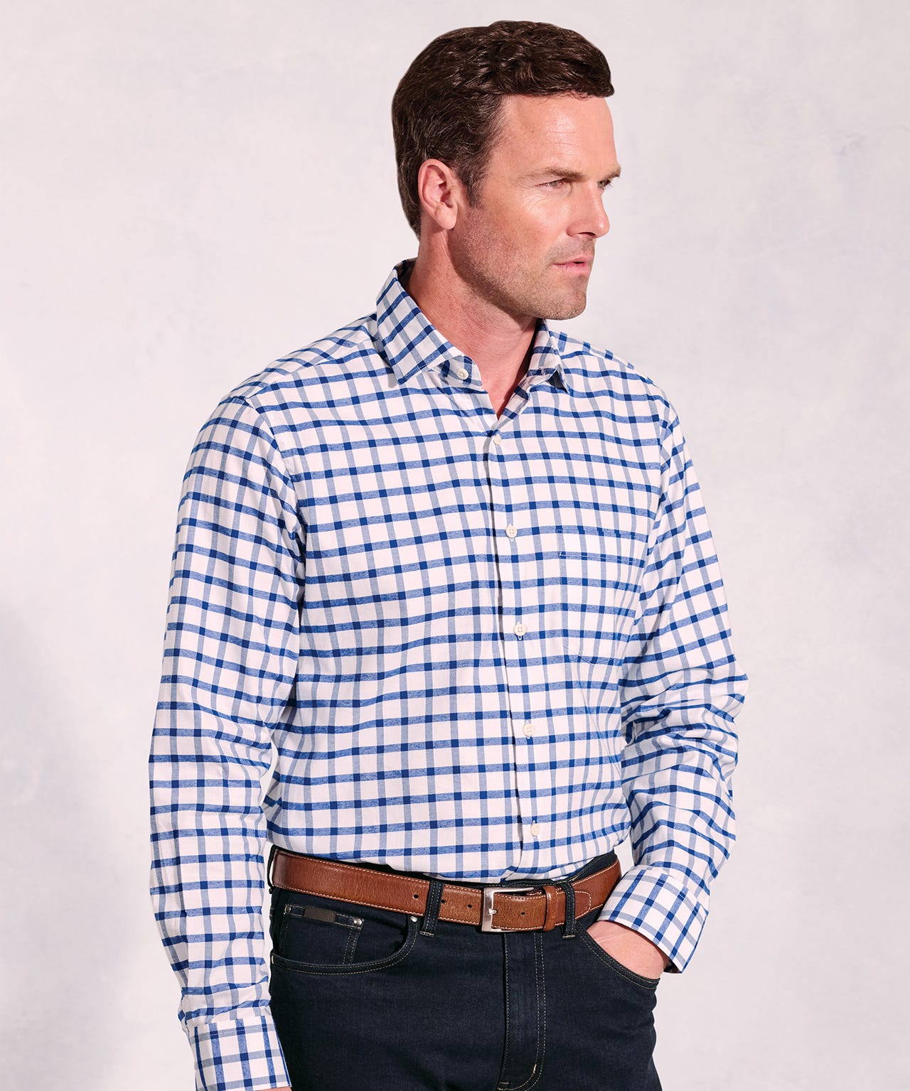 Brook Taverner - Oxford Grid Check Long Sleeve Shirt