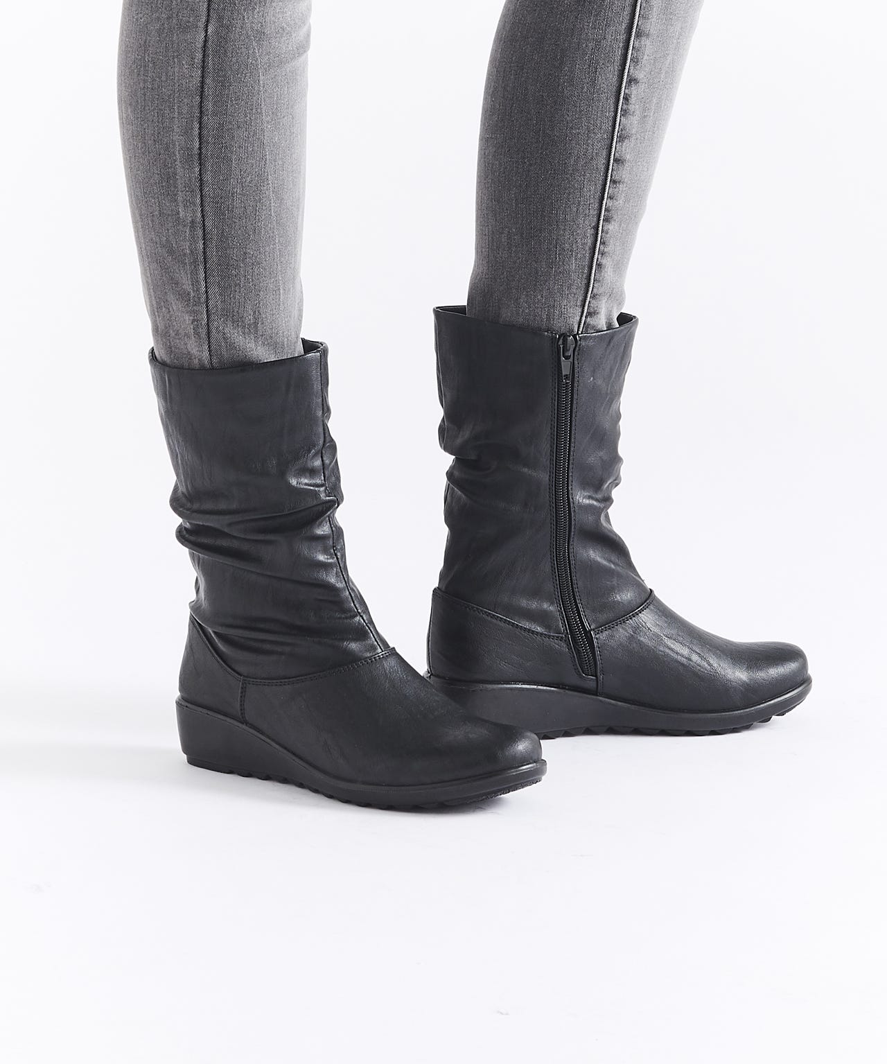Cushion-walk Slouch Mid Calf Boots