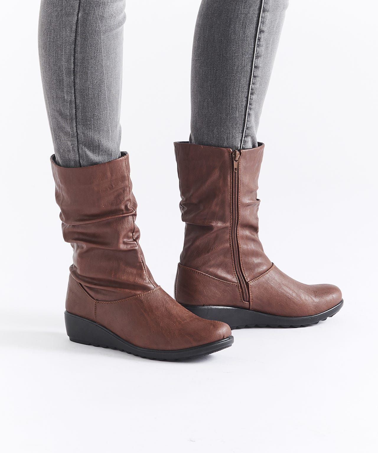 Cushion-walk Slouch Mid Calf Boots