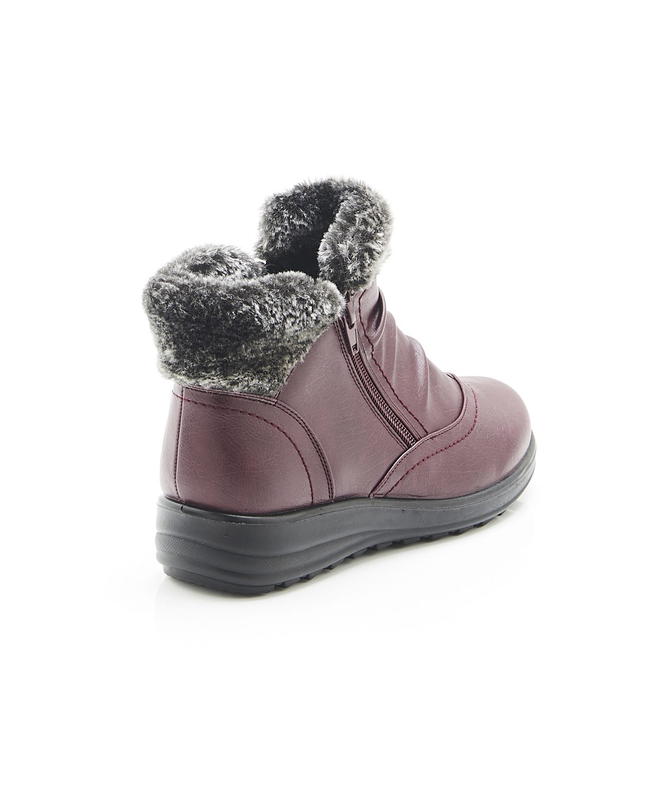 Cushion-walk Faux Fur Trim Ankle Boots