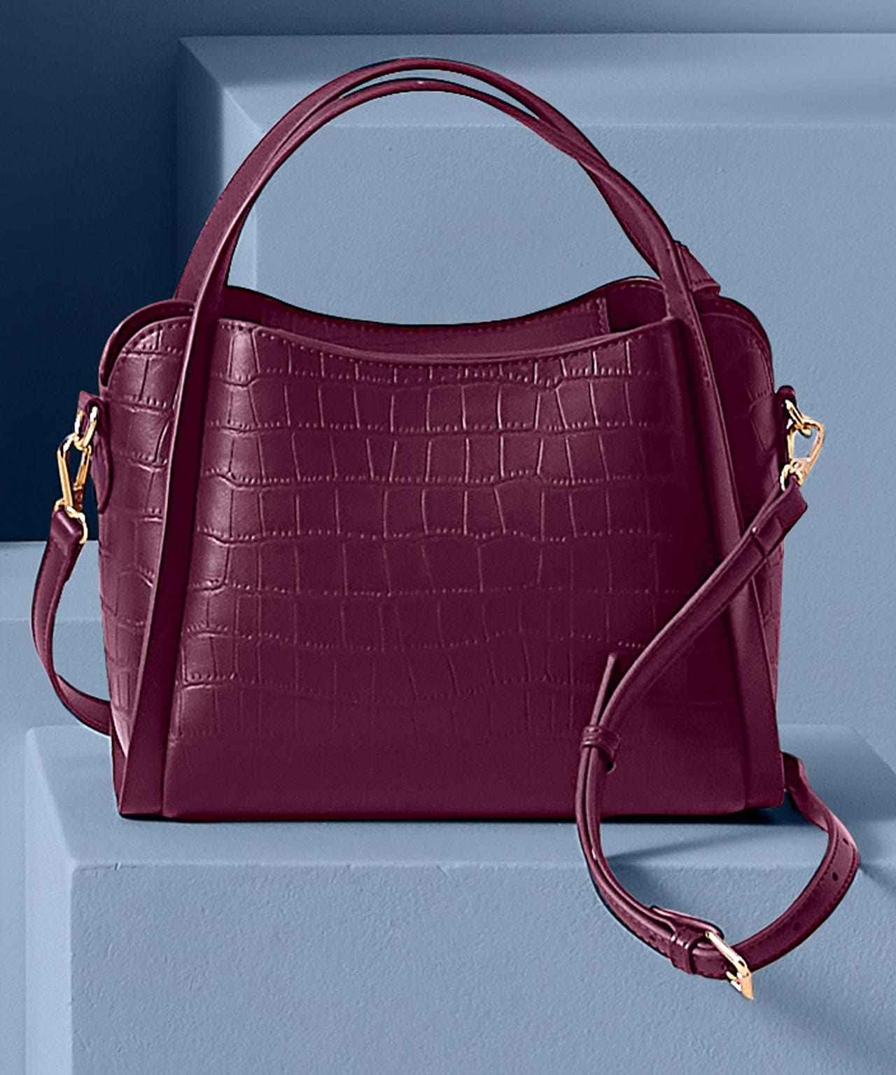 Mock Croc Crossbody Handbag