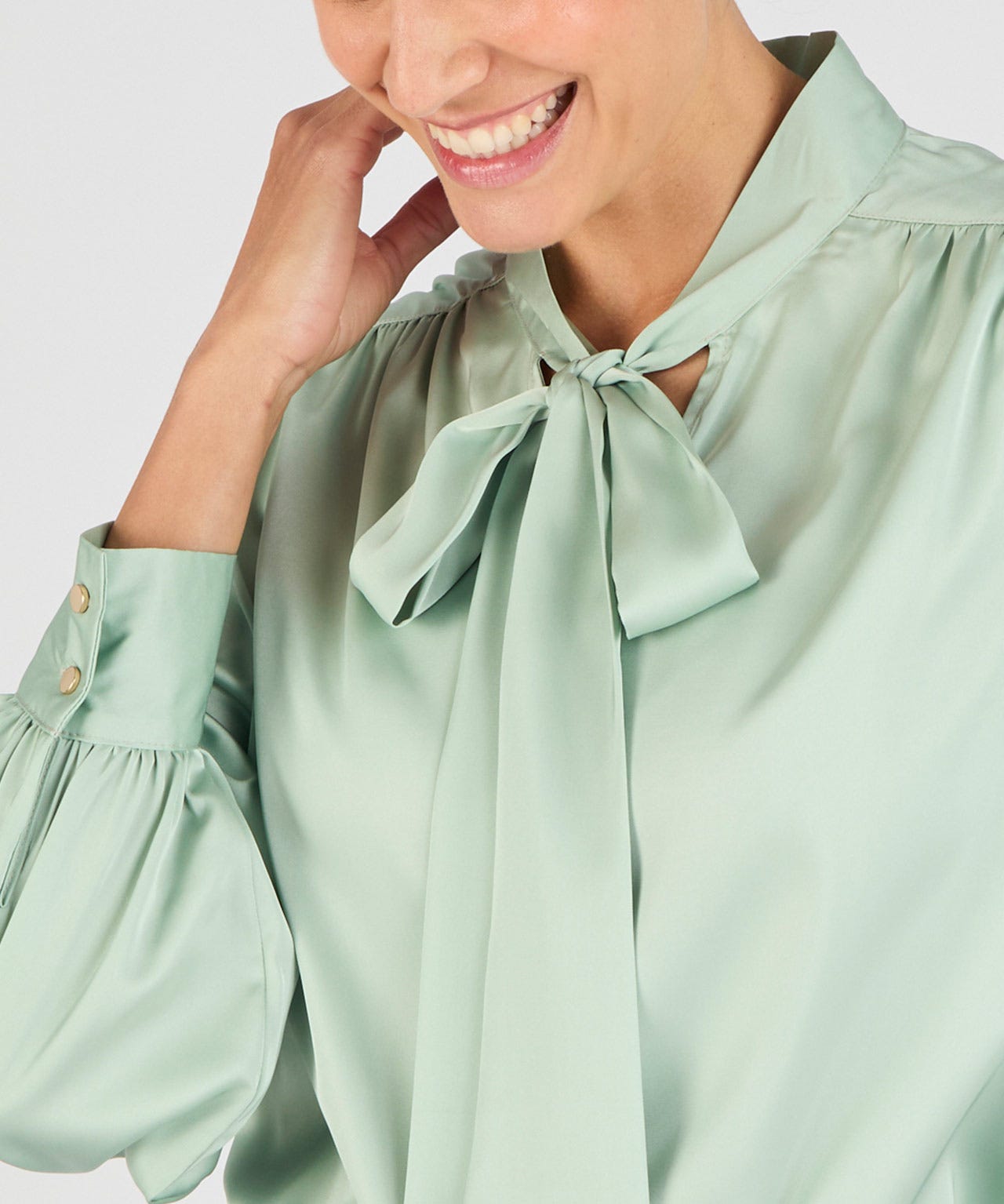 Tie Neck Satin Blouse