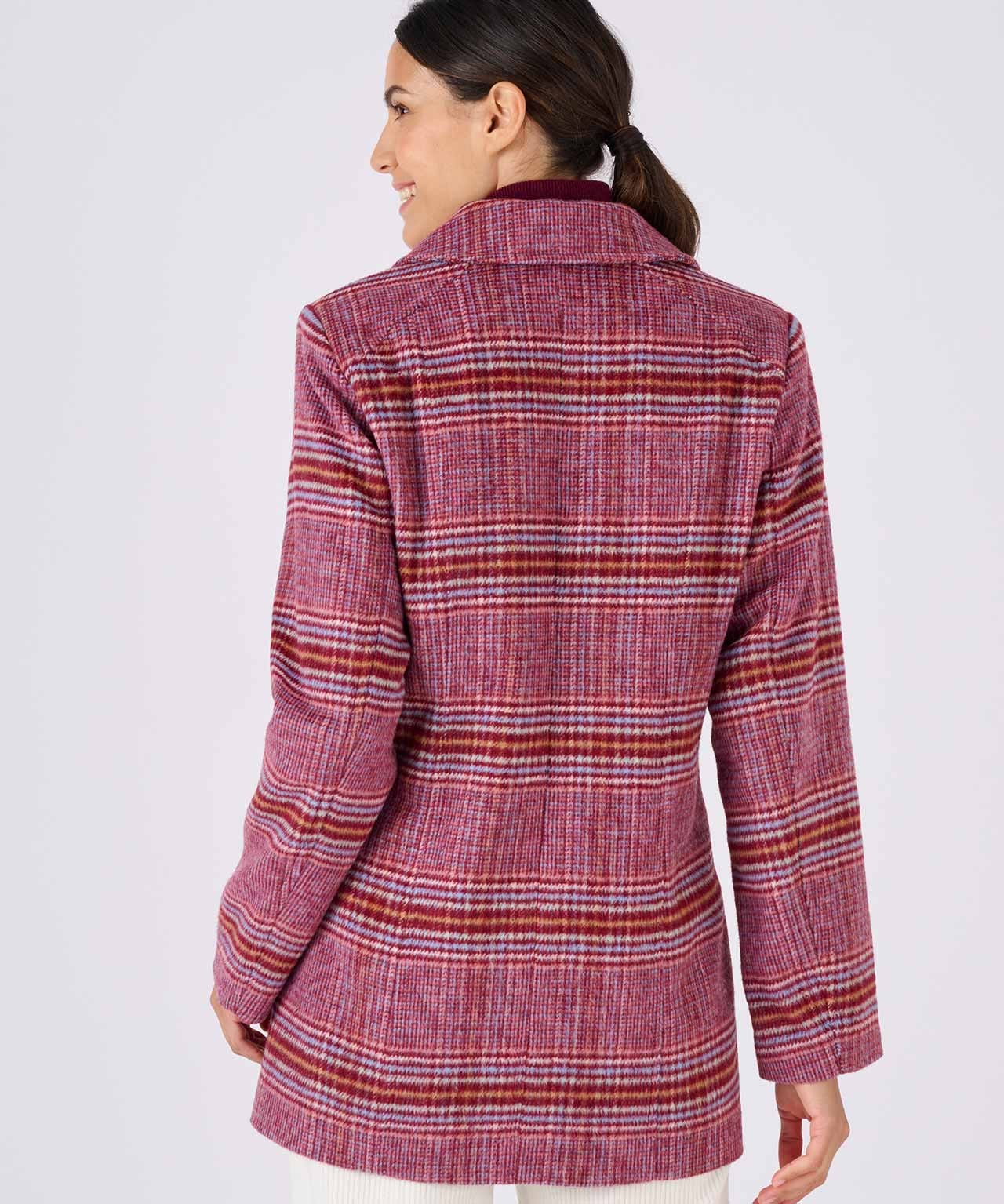 Check Wool Blend Coat