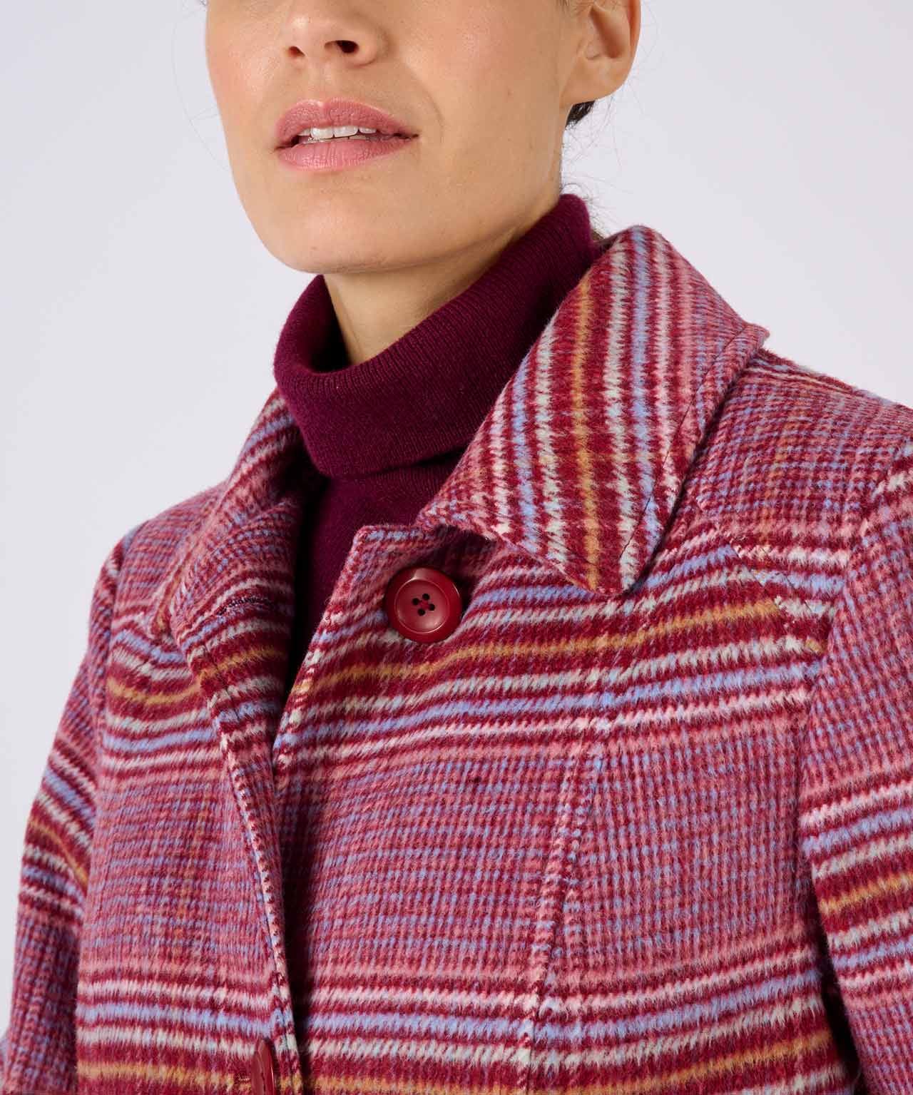 Check Wool Blend Coat