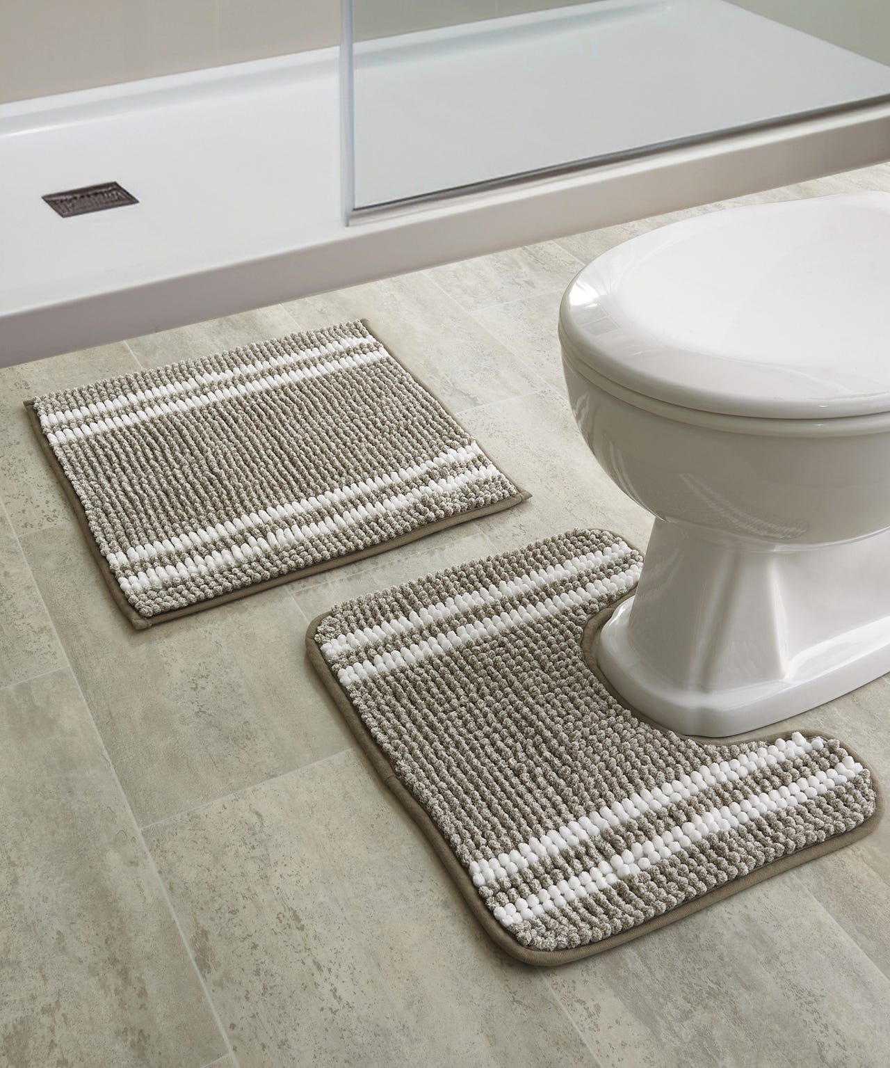 Stripe Pedestal & Shower Mat