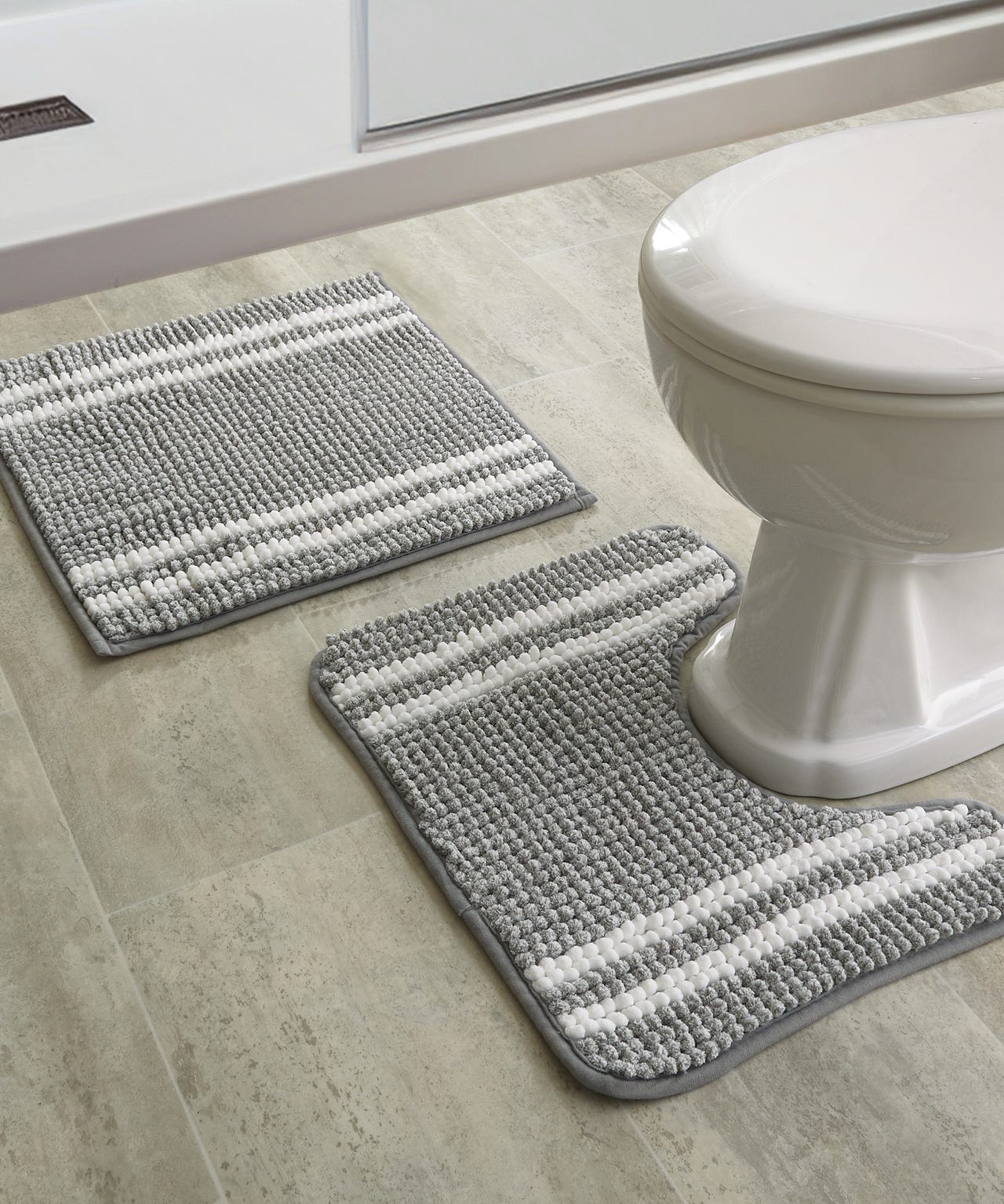 Stripe Pedestal & Shower Mat