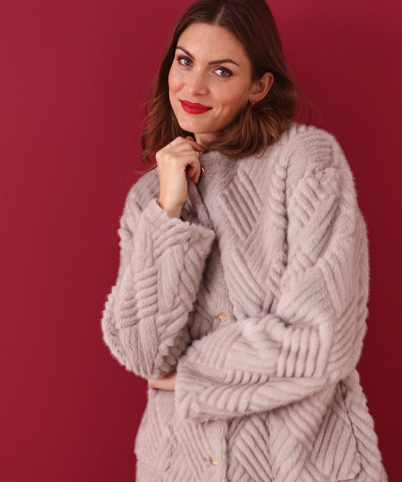 Faux Fur Textured Cosy Jacket