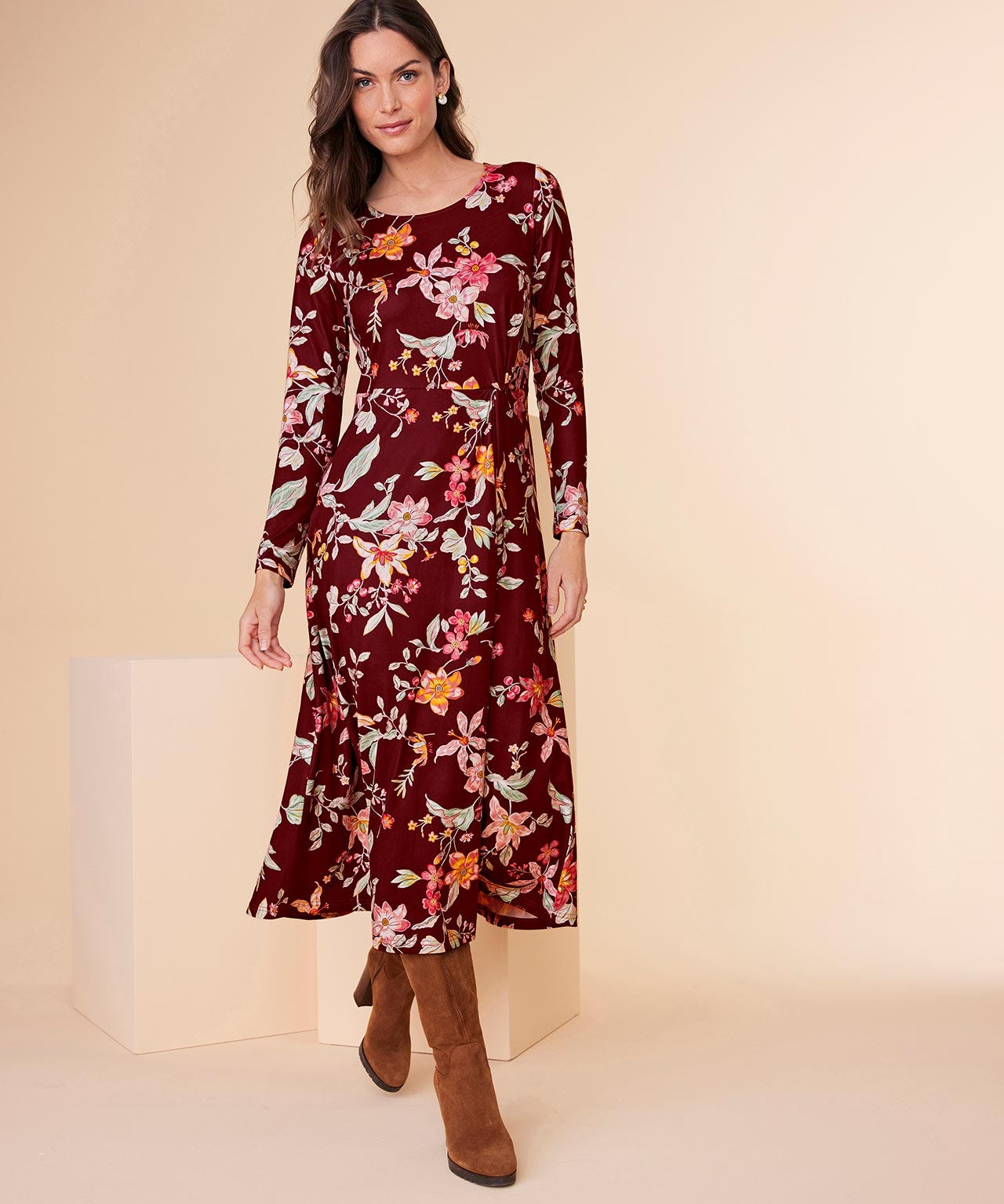 Warm Knit Twist Front Jersey Dress