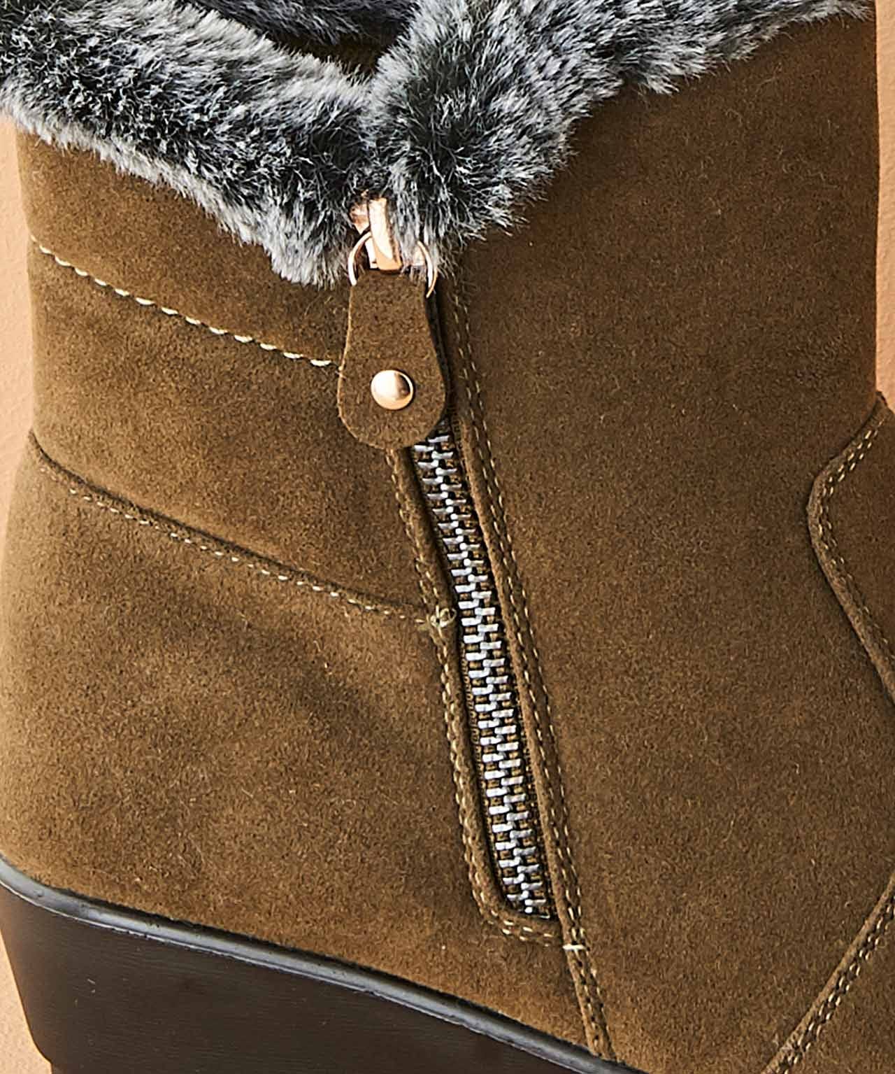 Cushion-walk Faux Fur Trim Ankle Boots