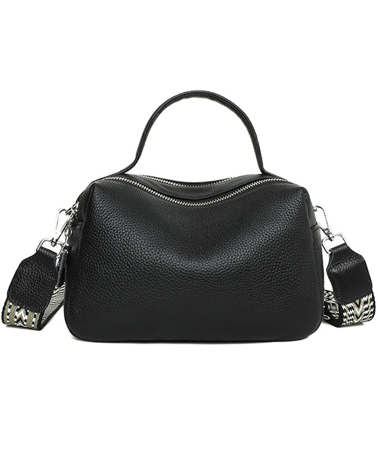 Envy - Leather Shoulder Bag with Patterened Strap