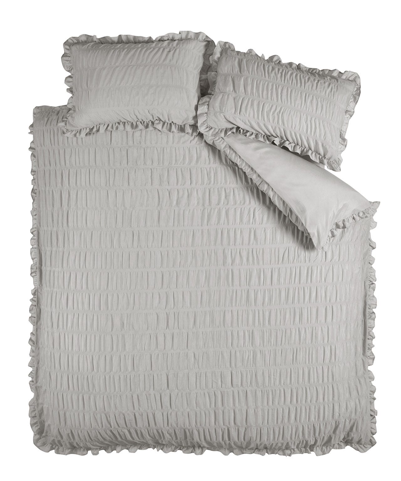 The Catherine Lansfield Loft Seersucker Frill Duvet Set