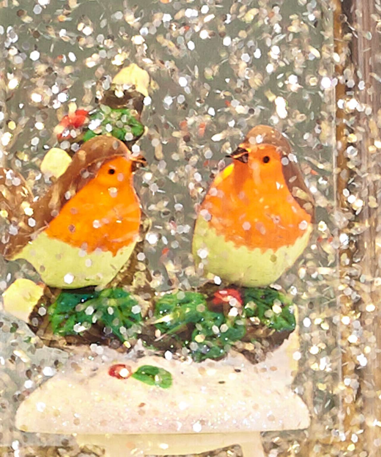 Robin Glitter Water Spinner Lantern