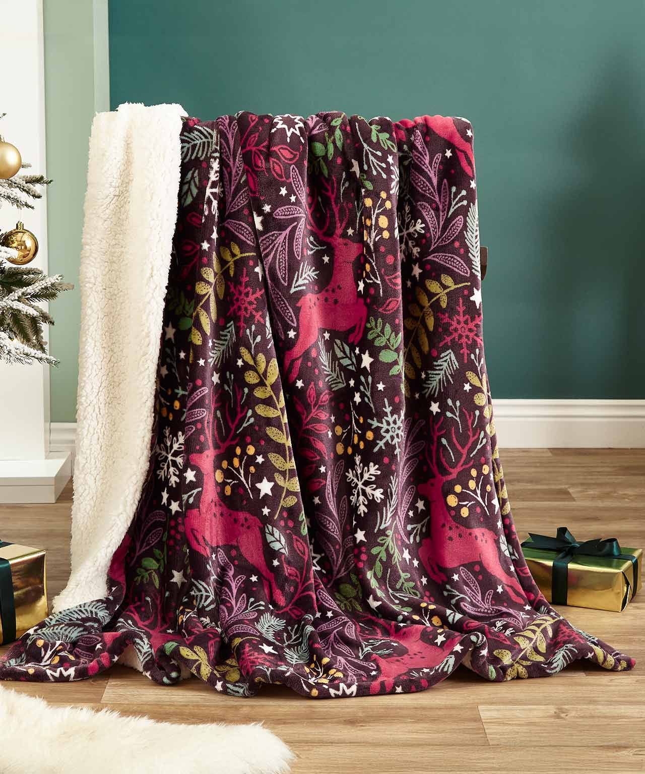 Winter Stags Sherpa Throw