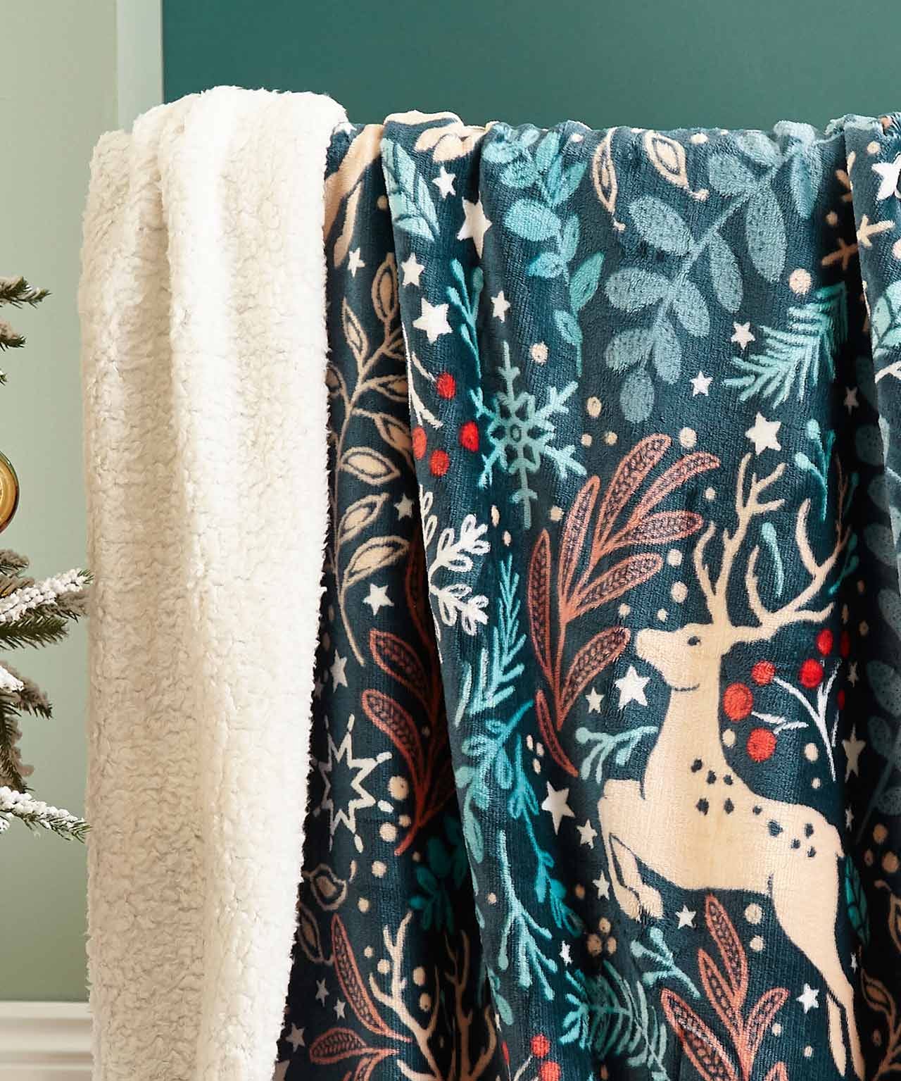 Winter Stags Sherpa Throw