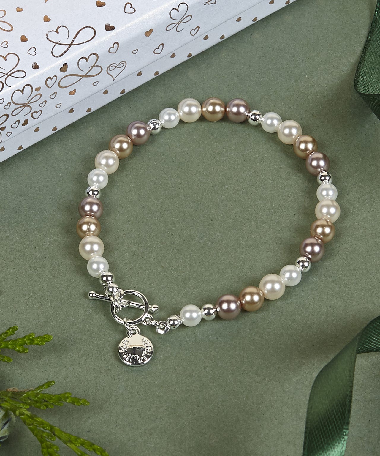 Silver Plated Faux Pearl Bracelet