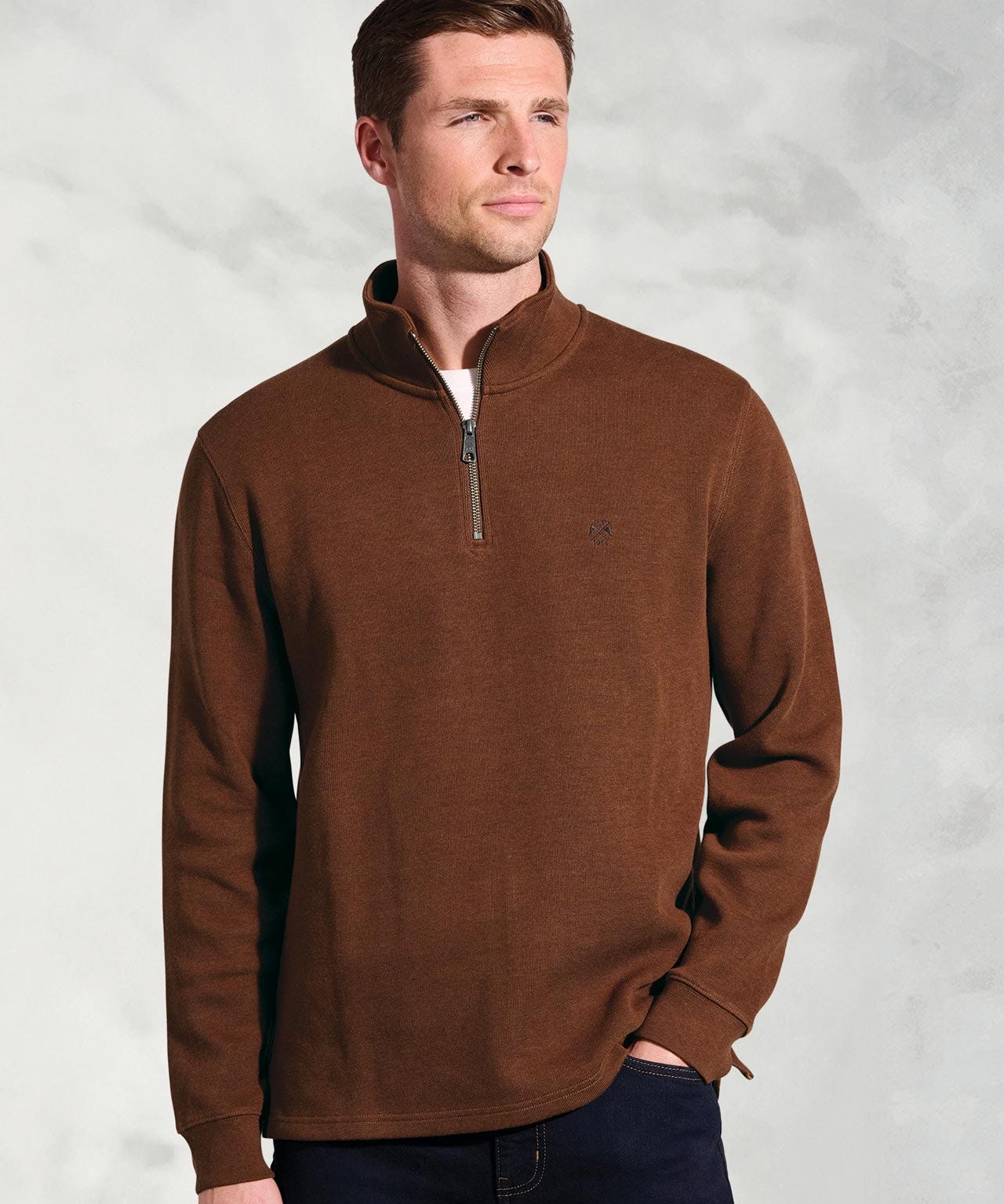 Brook Taverner Melange French Rib 1/4 Zip Top