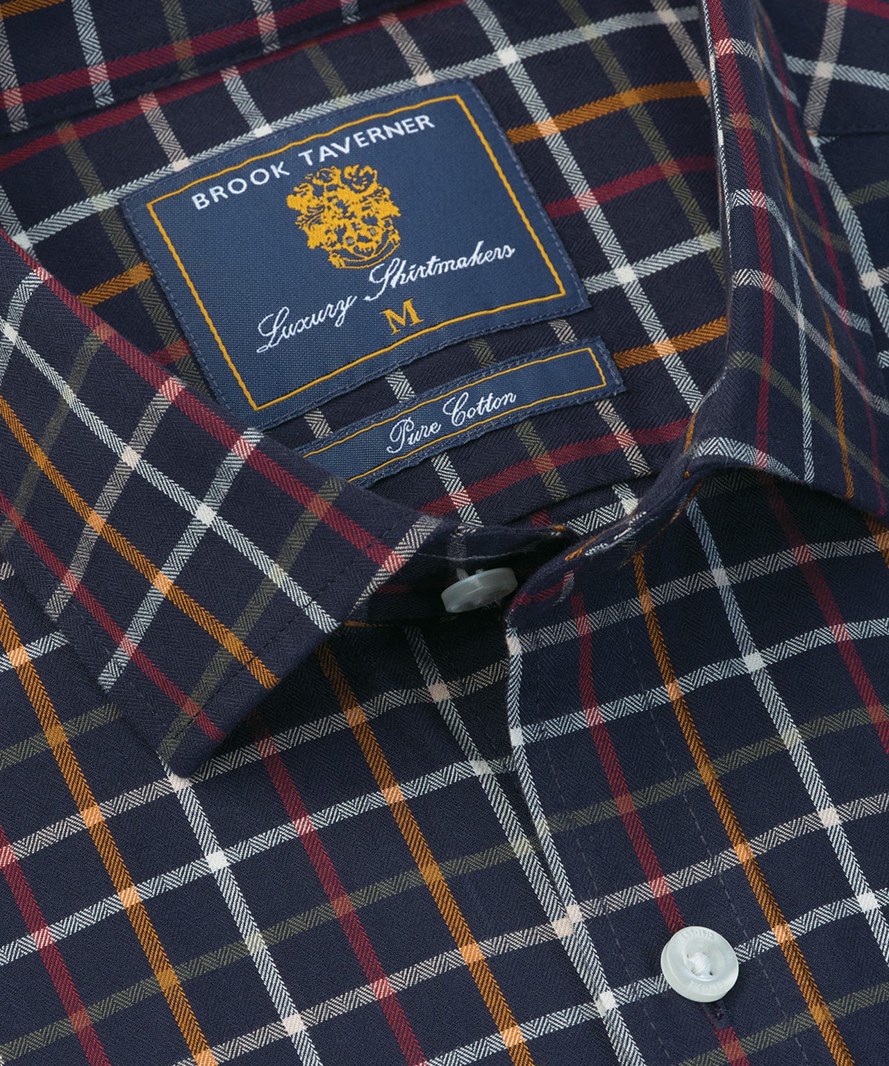 Brook Taverner Navy Tattersall Check Long Sleeve Shirt