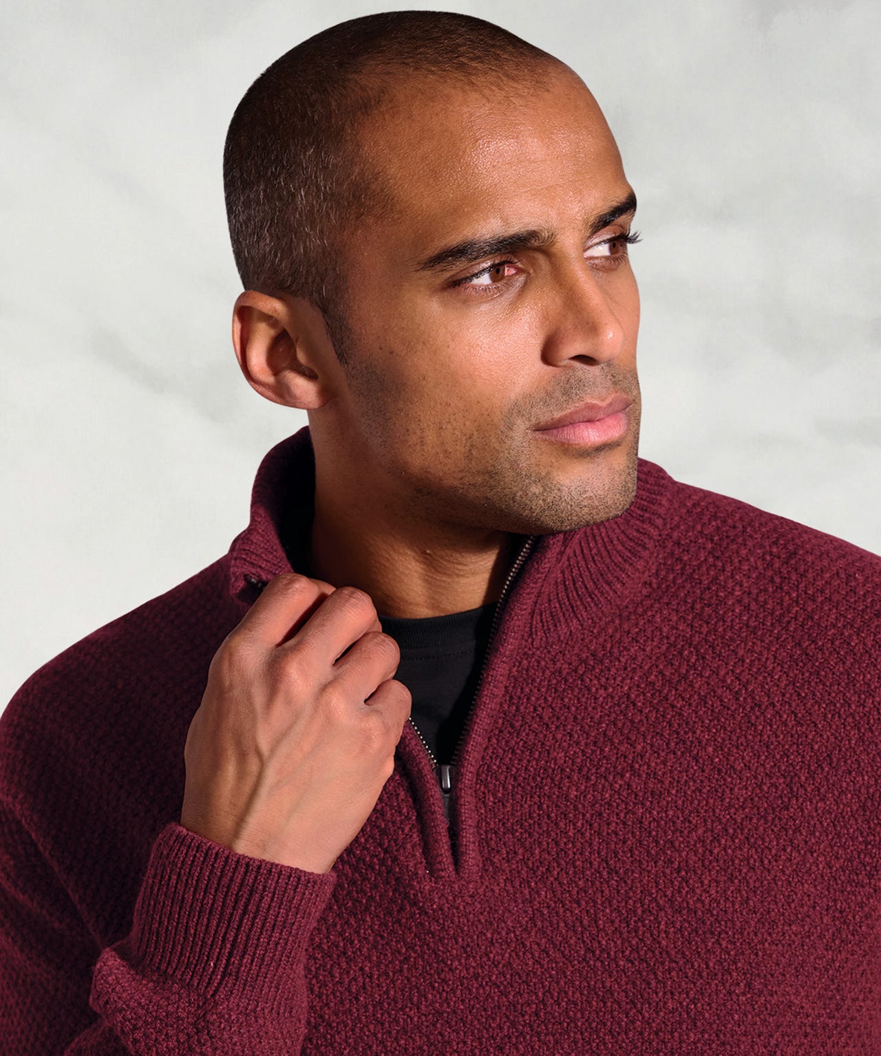Brook Taverner Moss Stitch 1/4 Zip Top