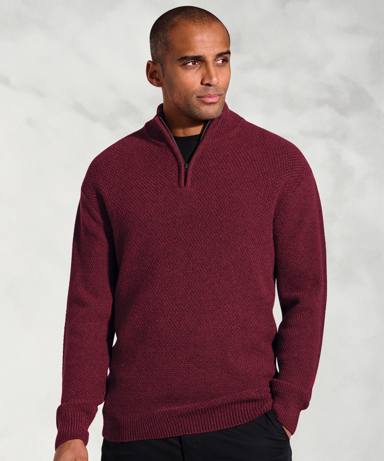 Brook Taverner Moss Stitch 1/4 Zip Top