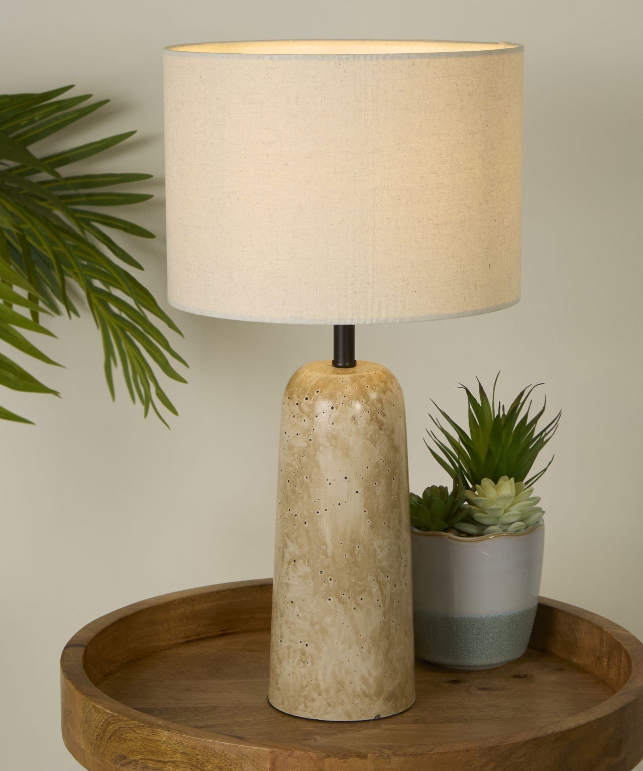 Travertine Effect Table Lamp