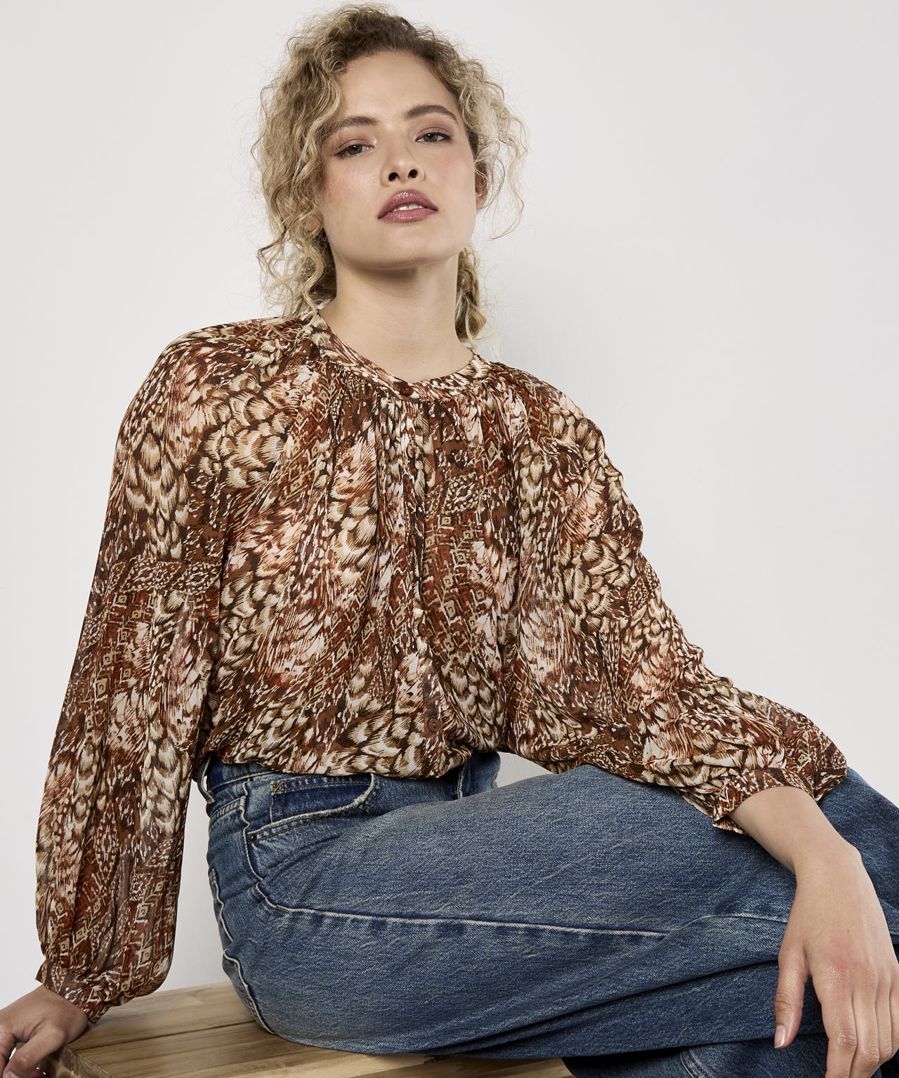 Apricot Printed Blouse