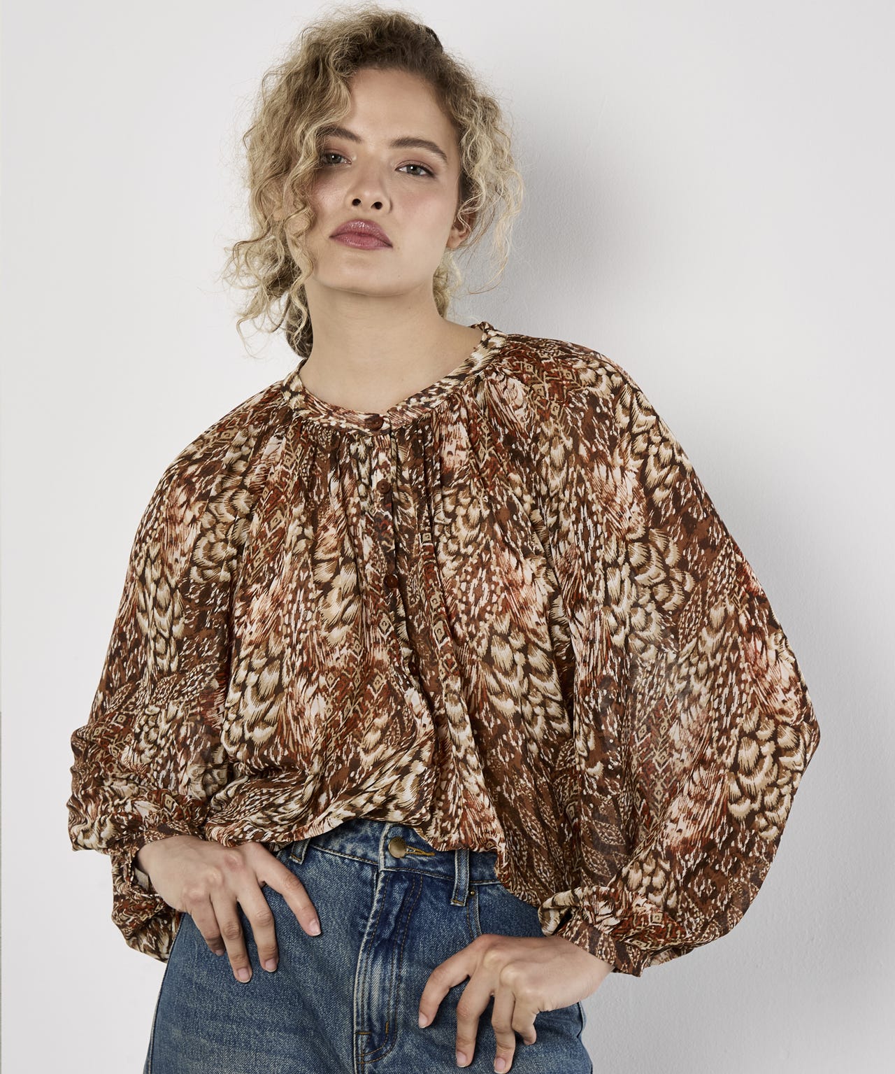 Apricot Printed Blouse